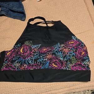 Floral High Neck Swimsuit Top